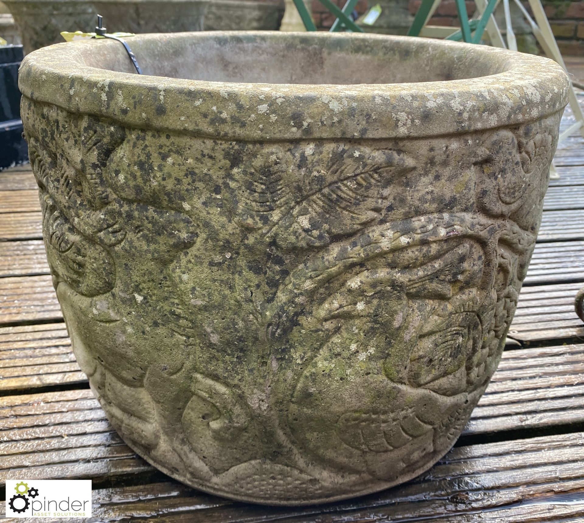 A reconstituted stone Planter, with mythical creat - Image 3 of 4