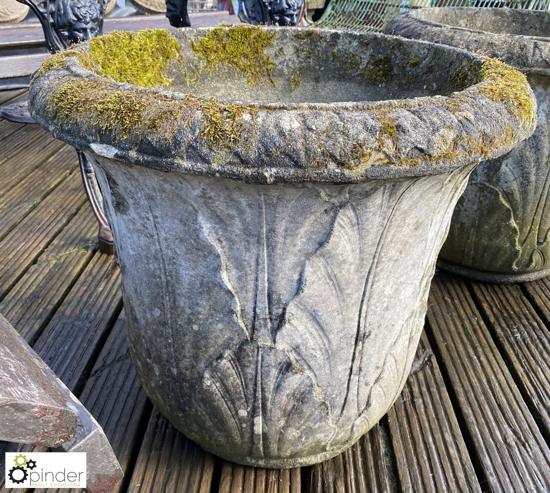 A pair of large reconstituted stone Planters with - Image 3 of 9