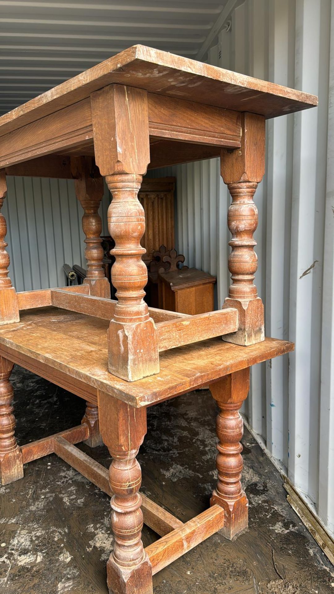 Pair Victorian oak Refectory Tables, with turned l - Image 7 of 7