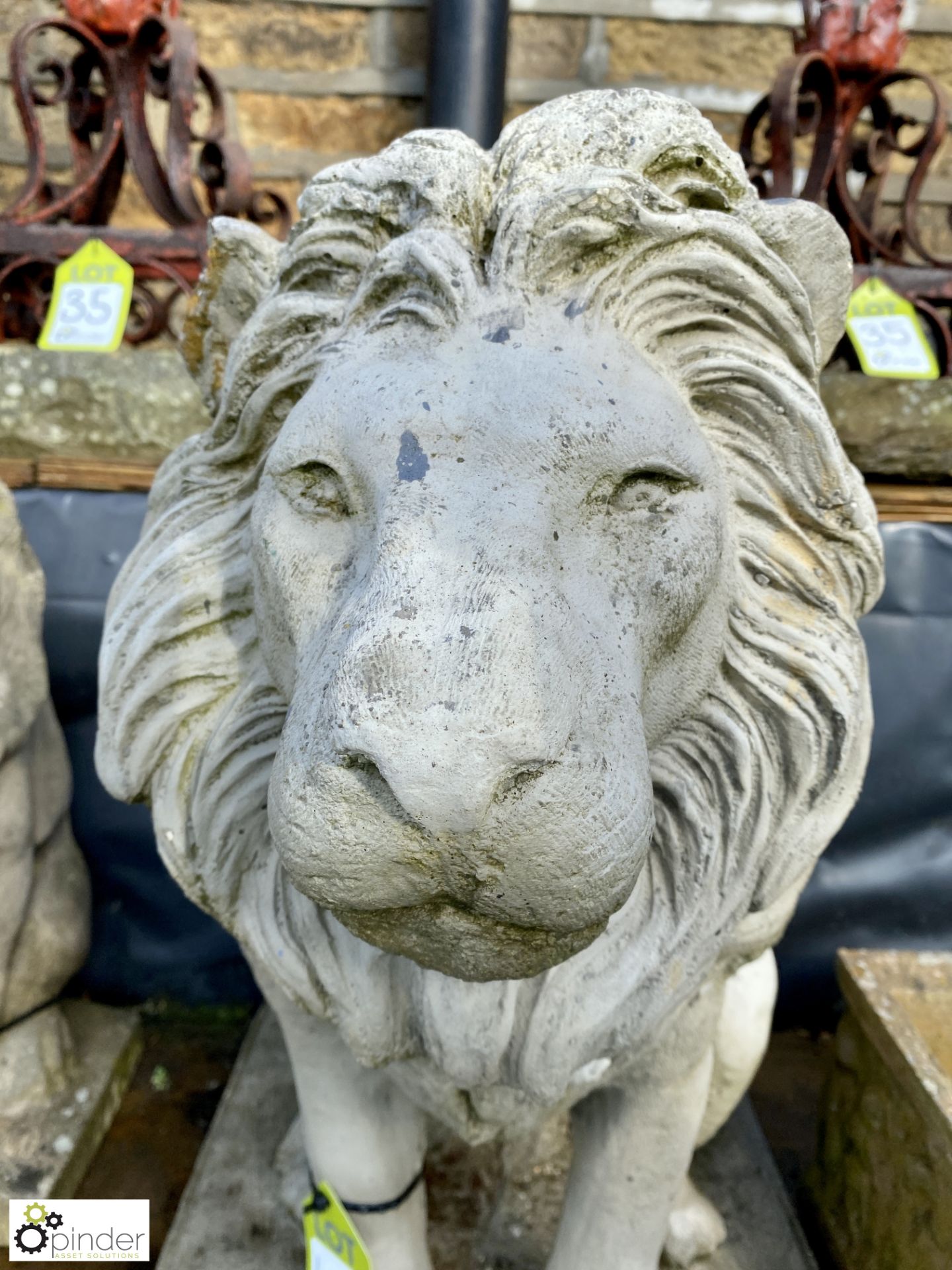 A reconstituted stone seated lion Statute, approx. - Image 4 of 7