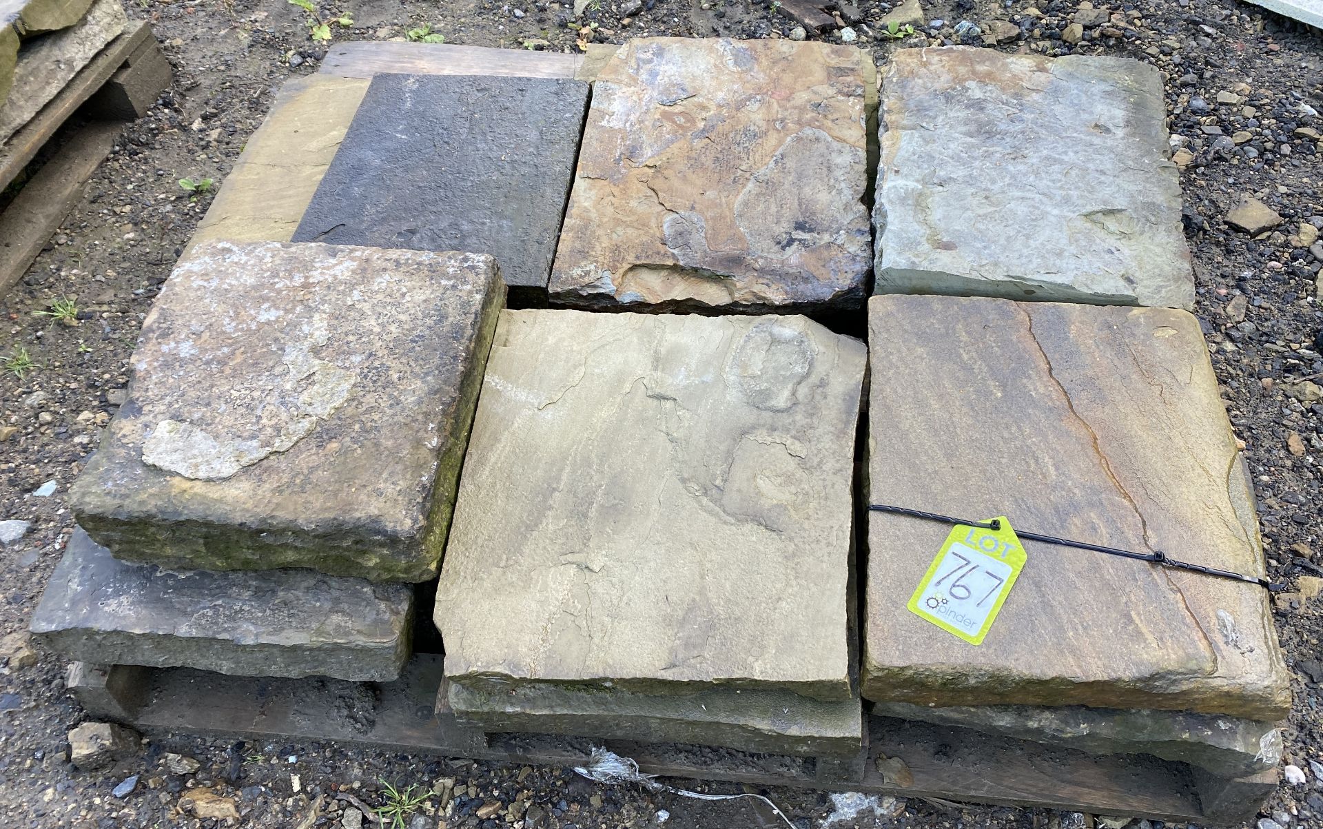 A pallet of antique reclaimed Yorkshire stone Flags, approx. 2.4m² (Lot Location: Deep Lane,