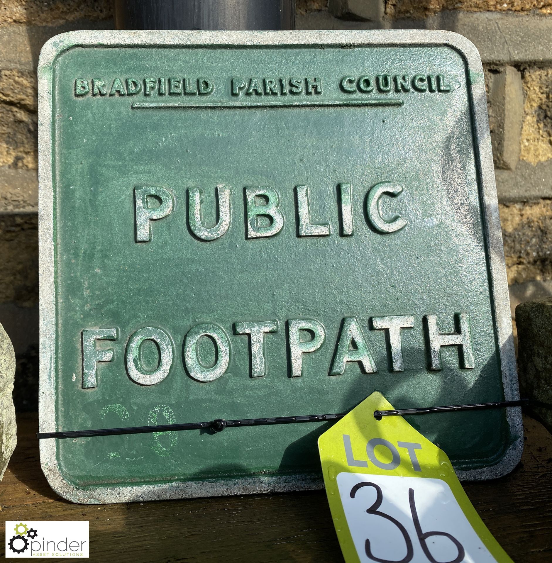 A cast Public Footpath Sign “Bradfield Parish Coun
