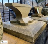 A pair of carved Yorkshire stone anvil Gatepost Fi
