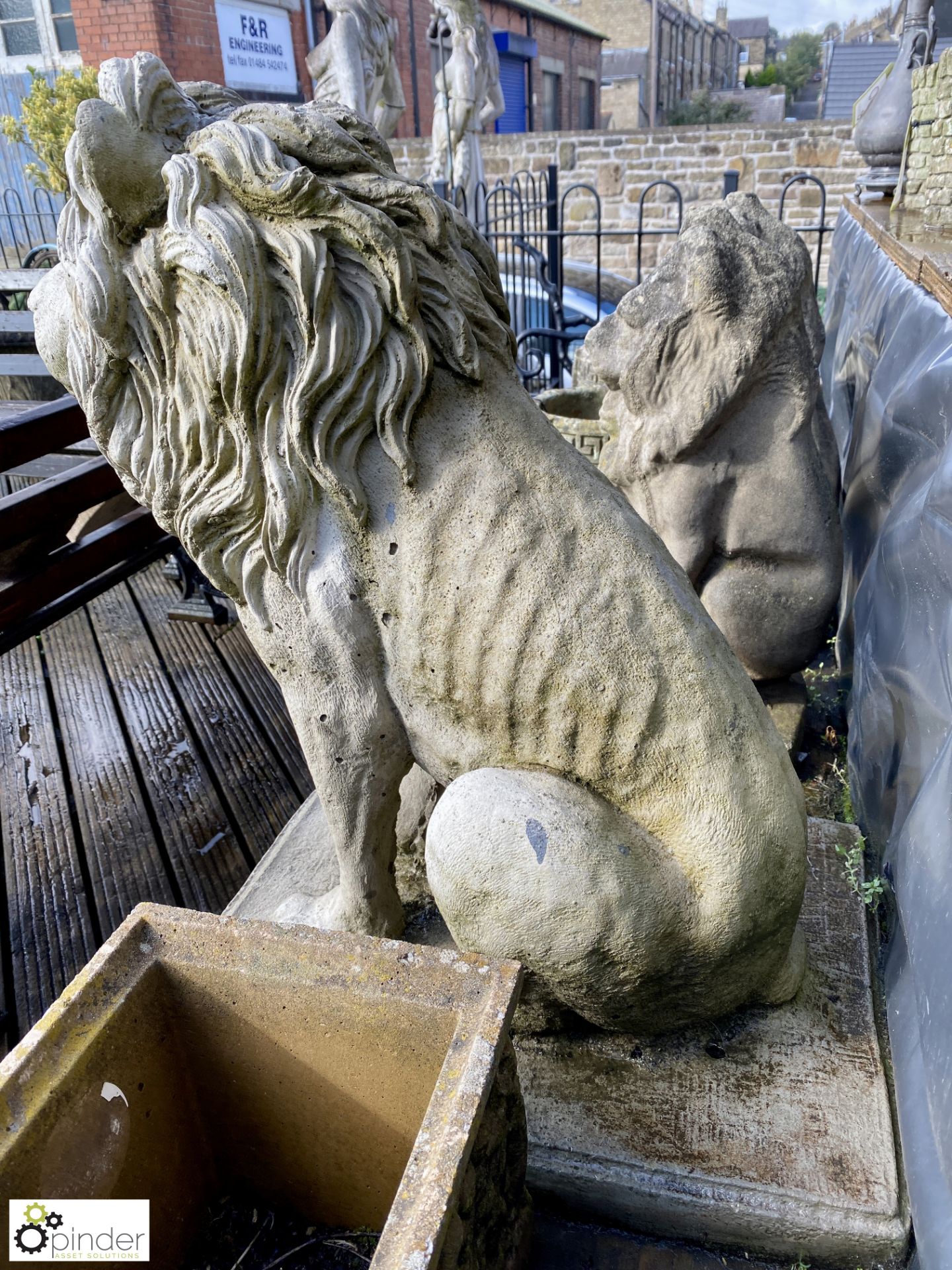 A reconstituted stone seated lion Statute, approx. - Image 5 of 7
