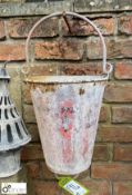 A vintage galvanised domed bottom Fire Bucket with