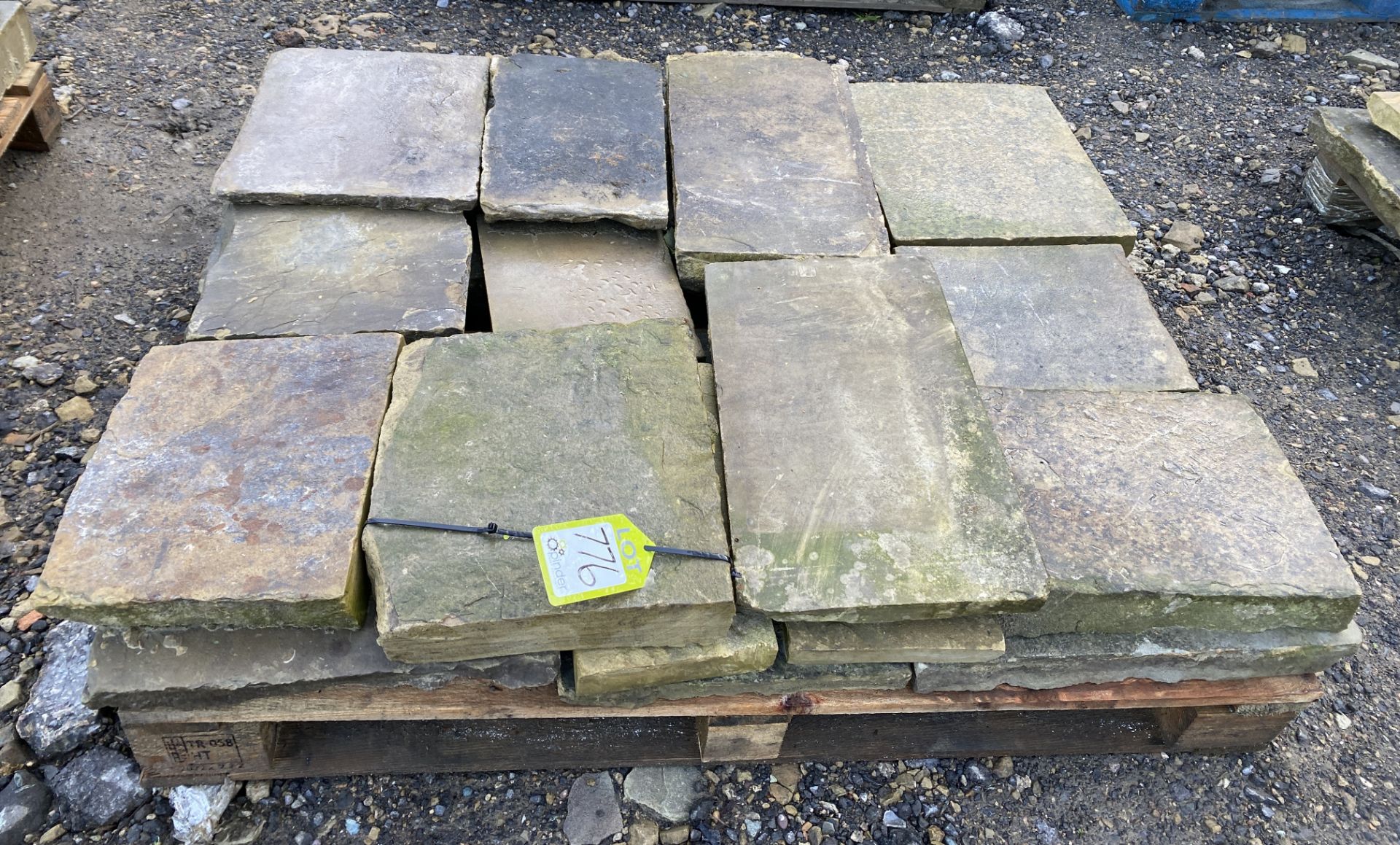 A pallet of antique reclaimed Yorkshire stone Flags, approx. 2.4m² (Lot Location: Deep Lane,