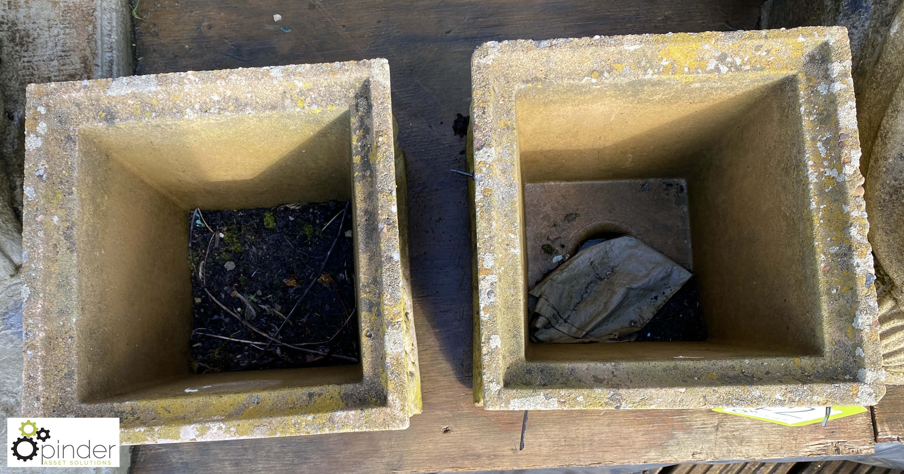 A pair of square reconstituted stone Planters with - Image 4 of 5