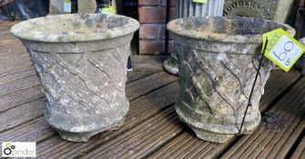 A pair of reconstituted stone Planters with lattic