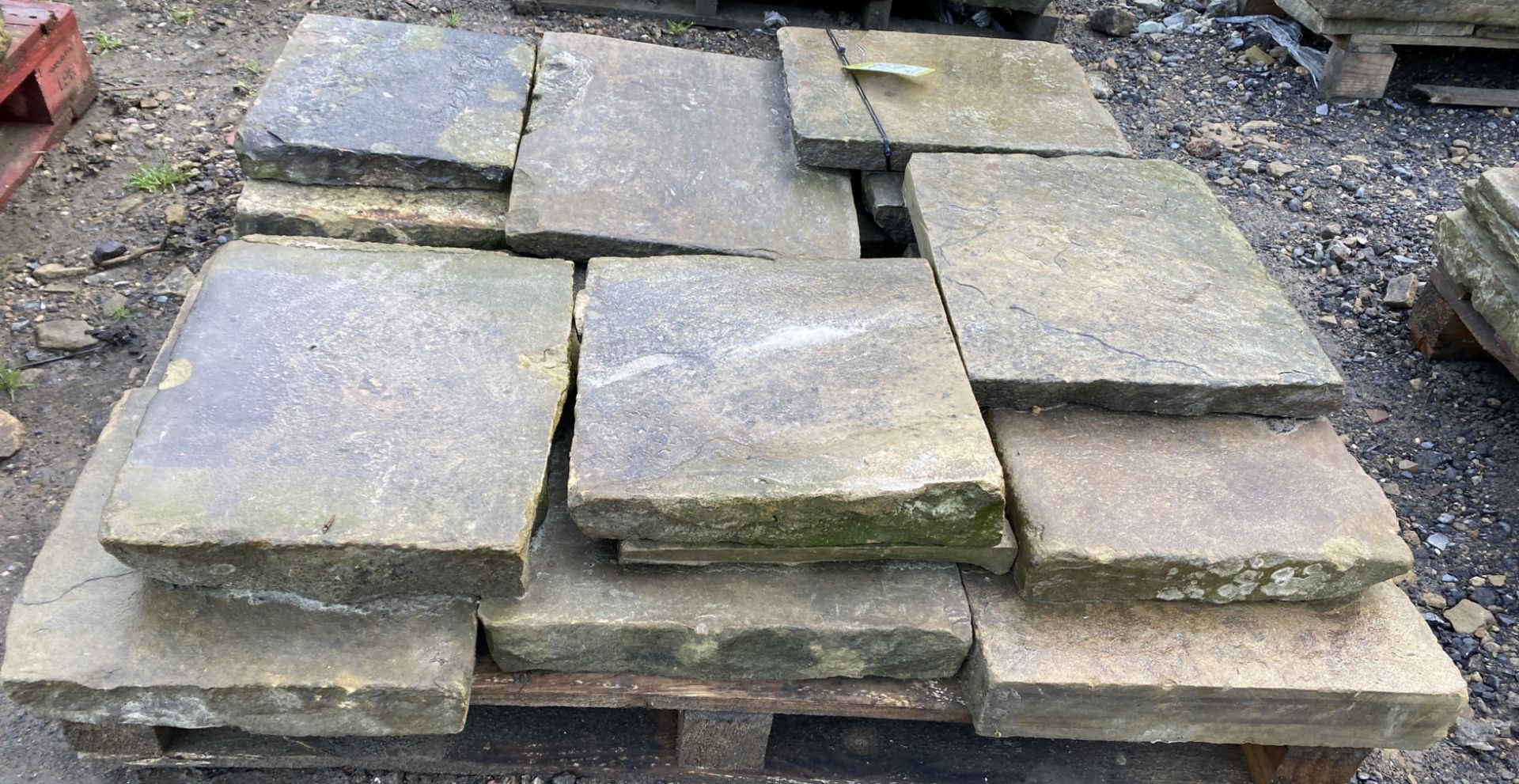 A pallet of antique reclaimed Yorkshire stone Flags, approx. 2.4m² (Lot Location: Deep Lane, - Image 4 of 6