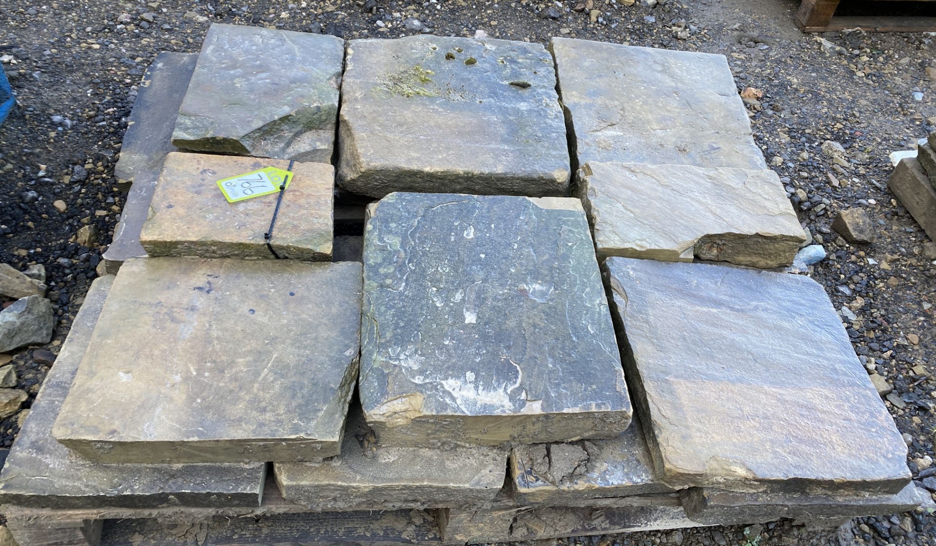 A pallet of antique reclaimed Yorkshire stone Flags, approx. 2.4m² (Lot Location: Deep Lane,