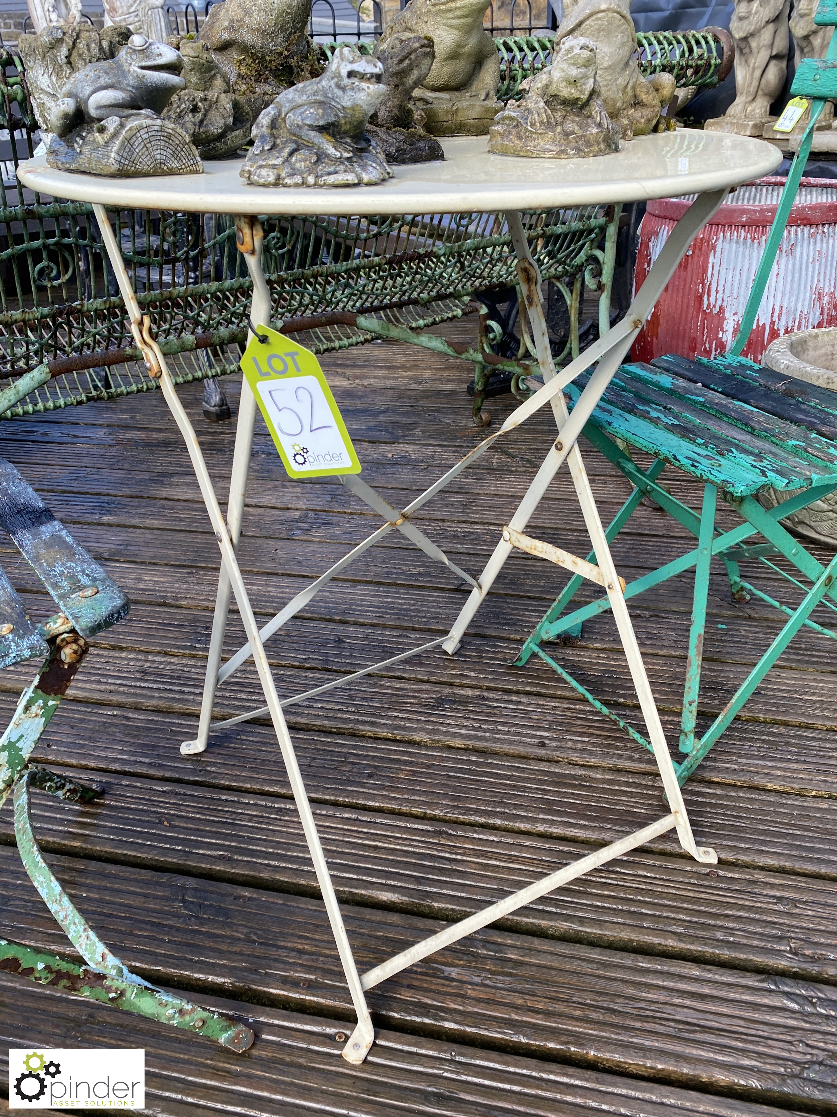 2 wrought iron vintage folding French Café Chairs - Image 2 of 5