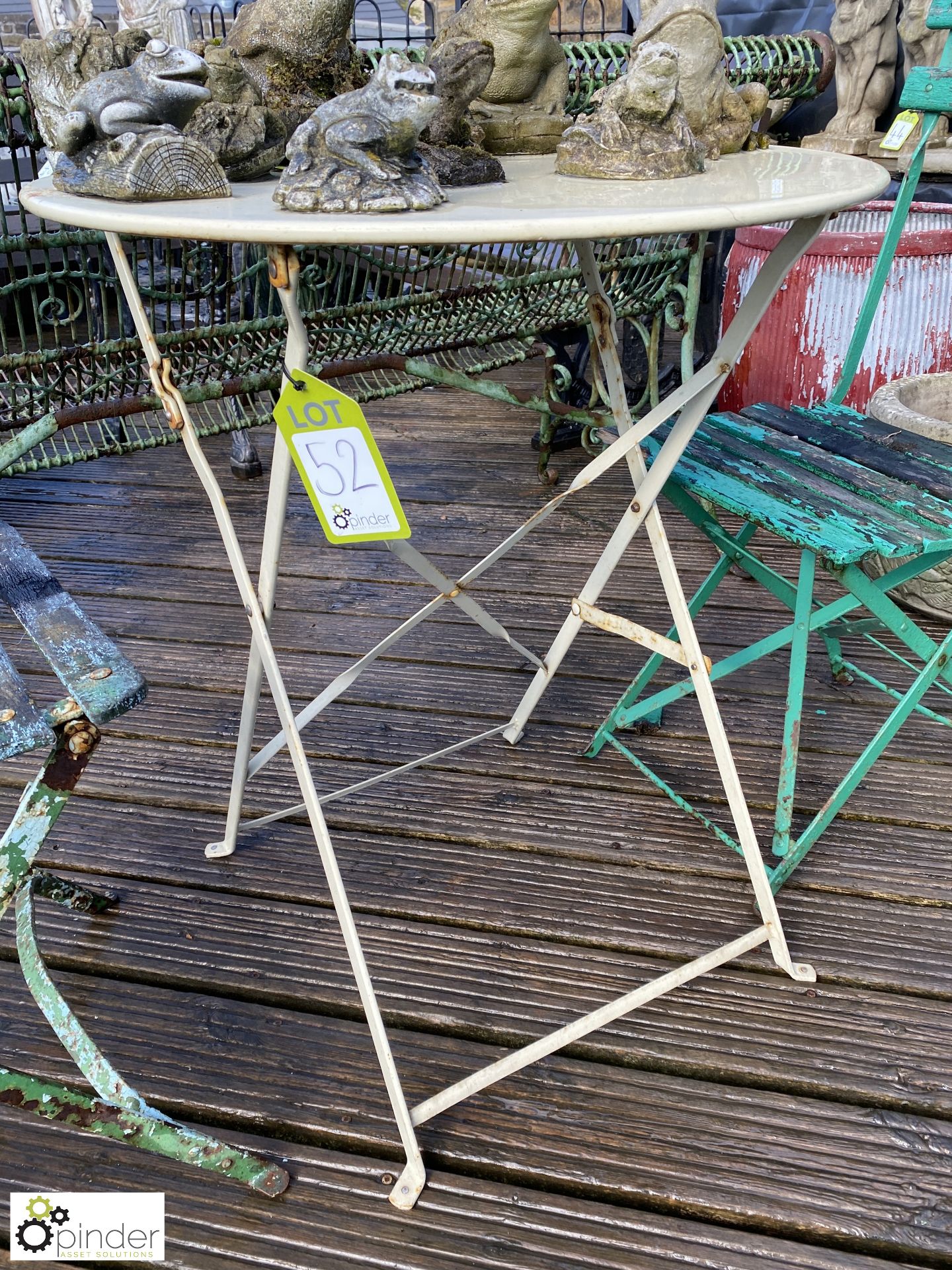 2 wrought iron vintage folding French Café Chairs - Image 2 of 5