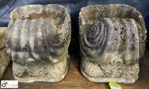 A pair of reconstituted stone shell Planters, appr