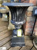 An Edwardian cast iron fluted Urn and Pedestal, ap