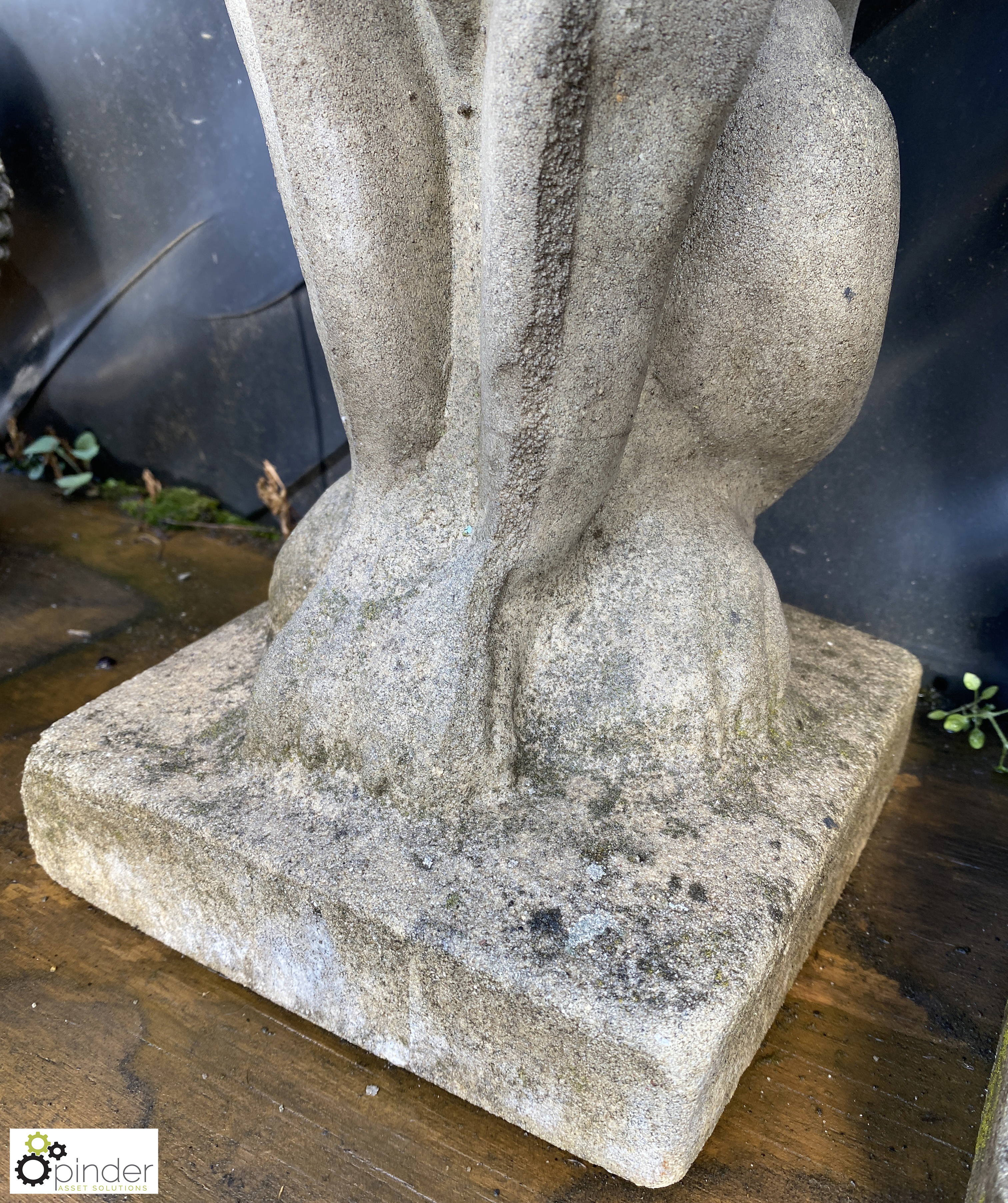 A pair of reconstituted stone seated lion Pier Cap - Image 7 of 8
