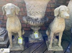 A pair of reconstituted stone retriever dogs/hound