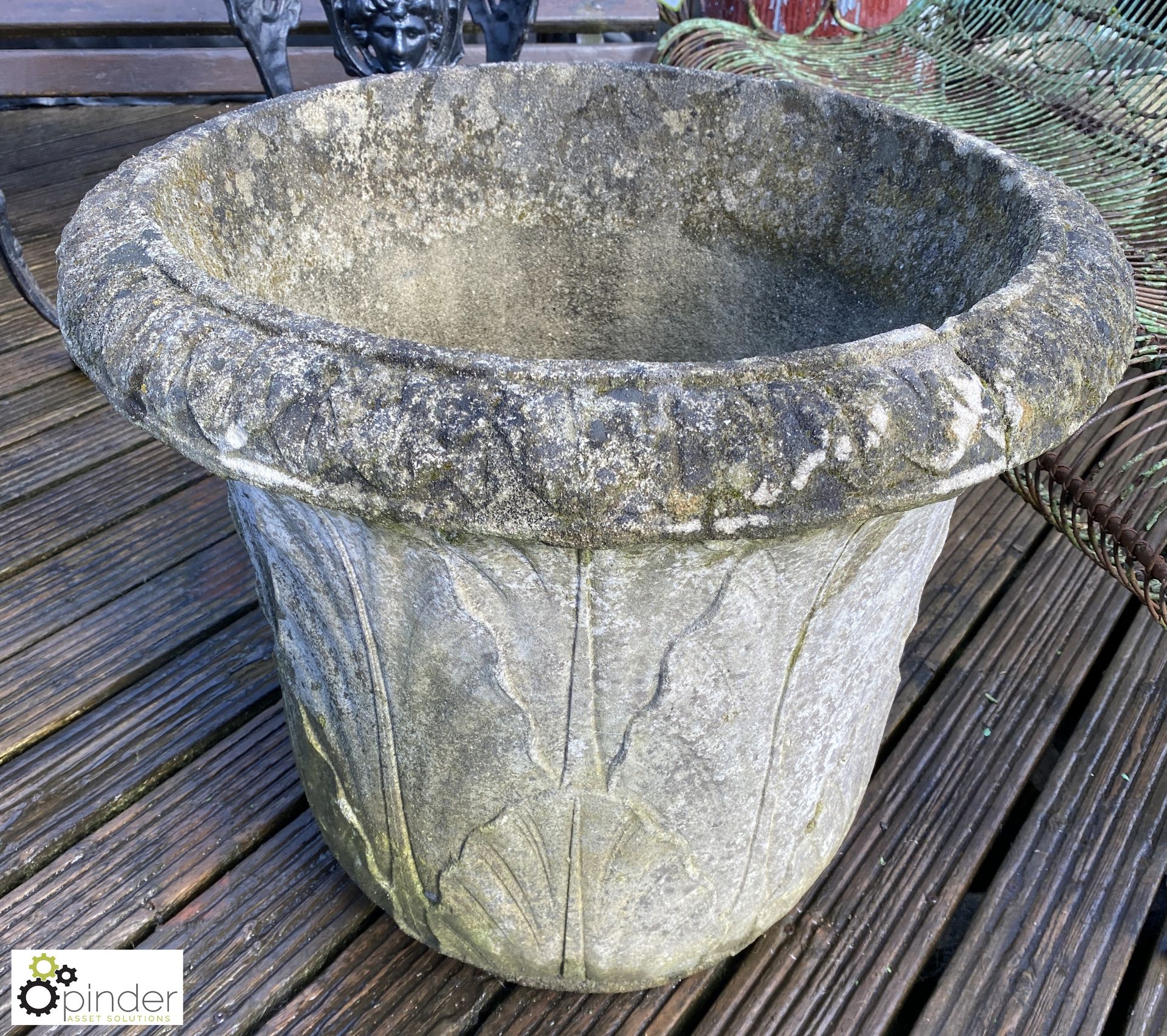 A pair of large reconstituted stone Planters with - Image 5 of 9