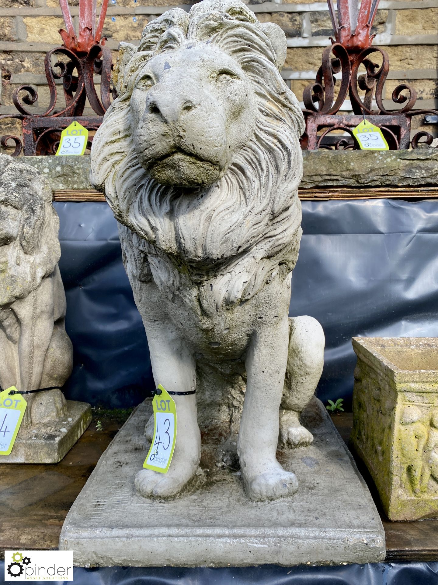 A reconstituted stone seated lion Statute, approx. - Image 3 of 7