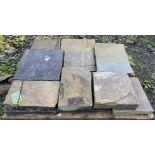 A pallet of antique reclaimed Yorkshire stone Flags, approx. 2.4m² (Lot Location: Deep Lane,