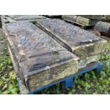 A large piece of Victorian Yorkshire stone Coping with droughted corners, approx. 6in high x 18in