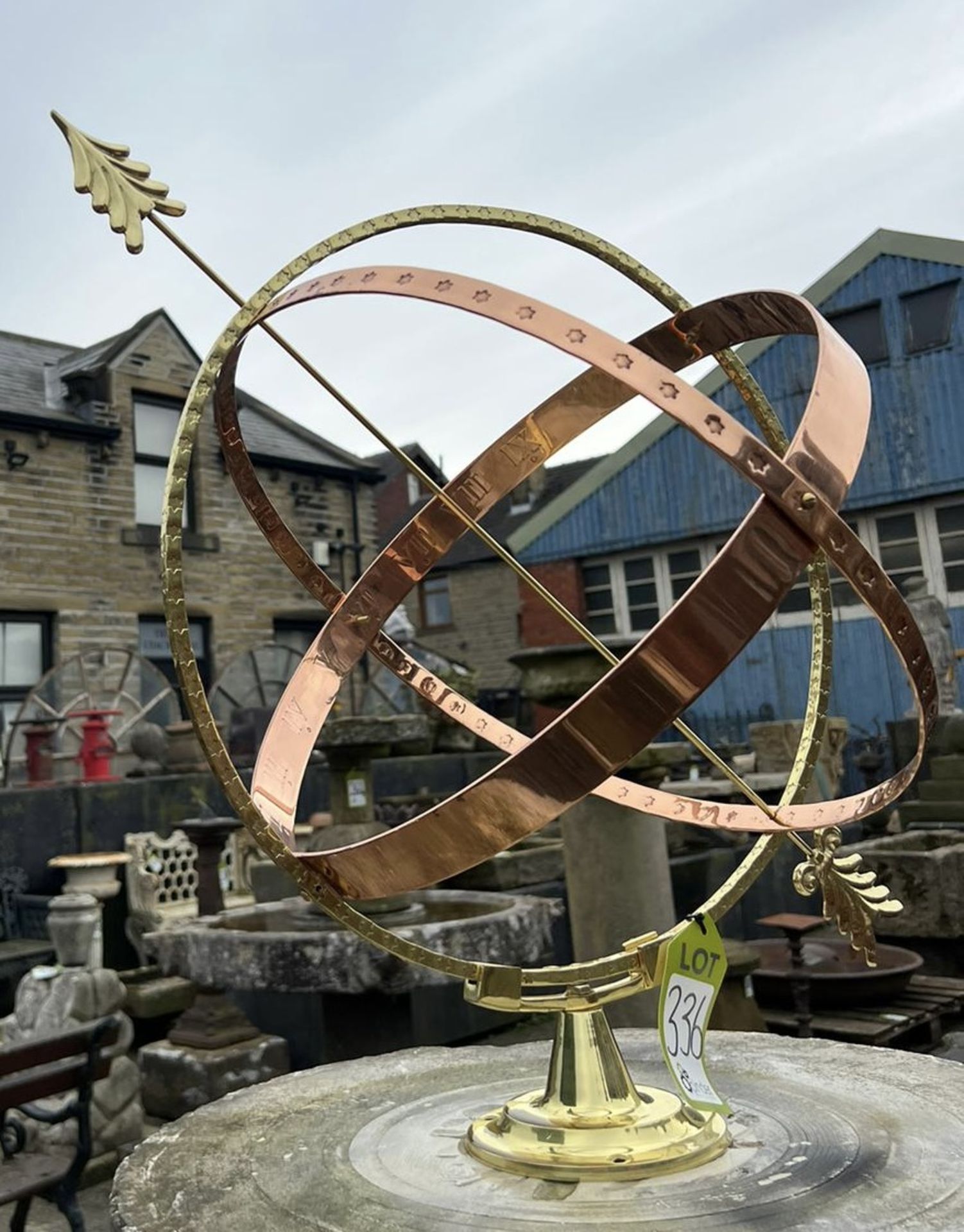 Bronze and copper polished Armillary, 24in high x - Image 7 of 10