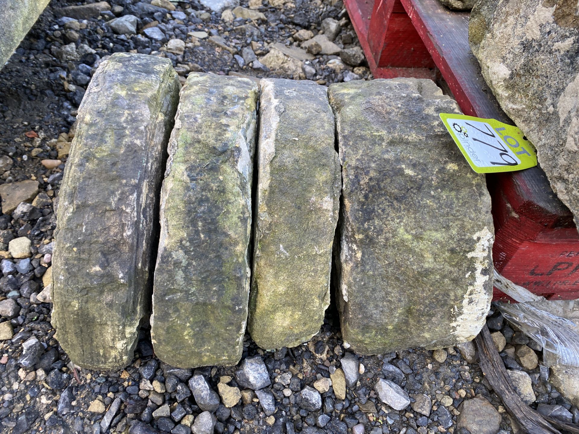 A run of 1.5 linear metres reclaimed Yorkshire stone bullnose half round wall Coping, approx. 7in - Image 5 of 7