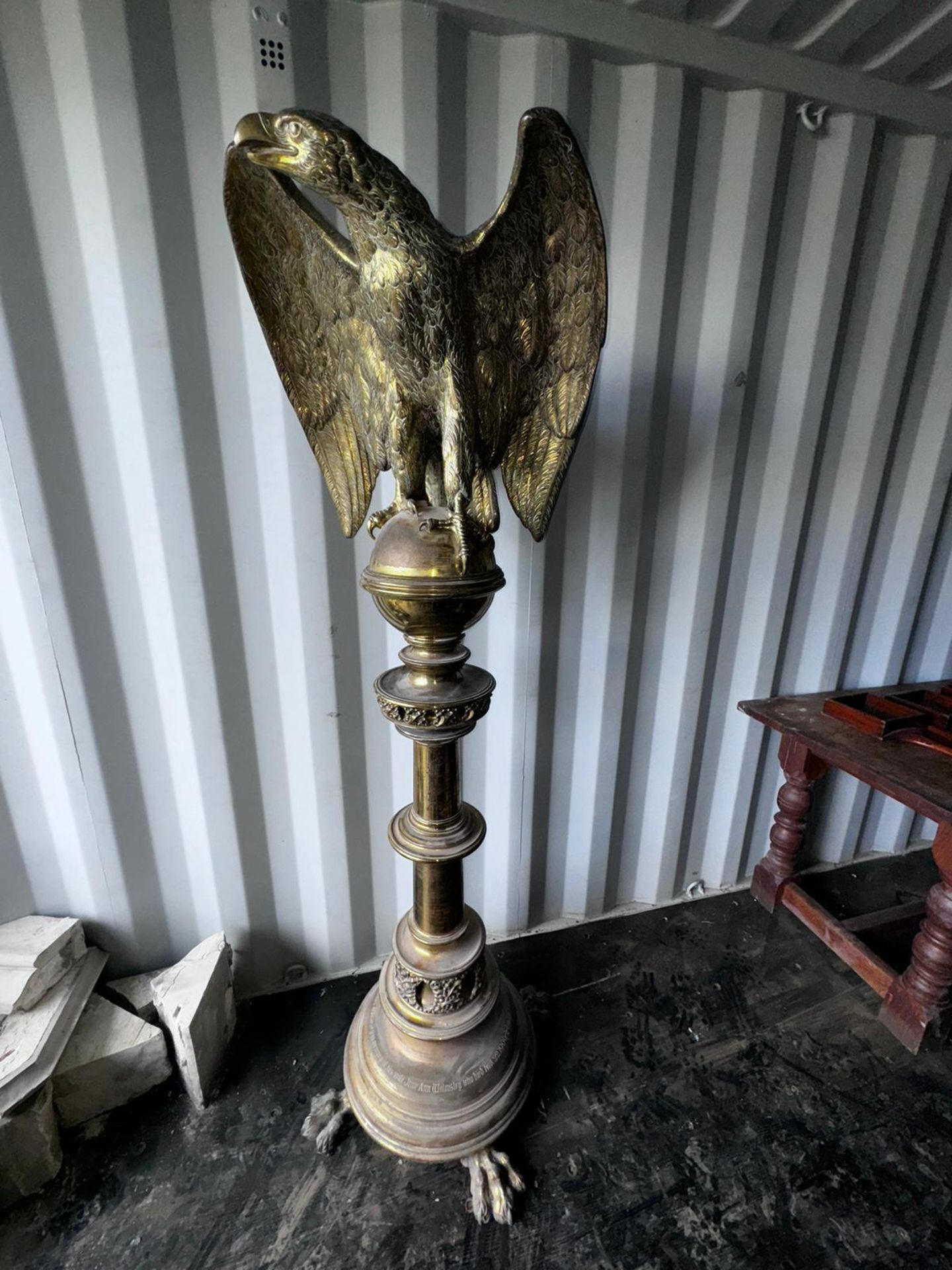 A gothic brass Eagle Lectern, with grapevine decor
