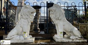 A pair of reconstituted marble Seated Lions, circa