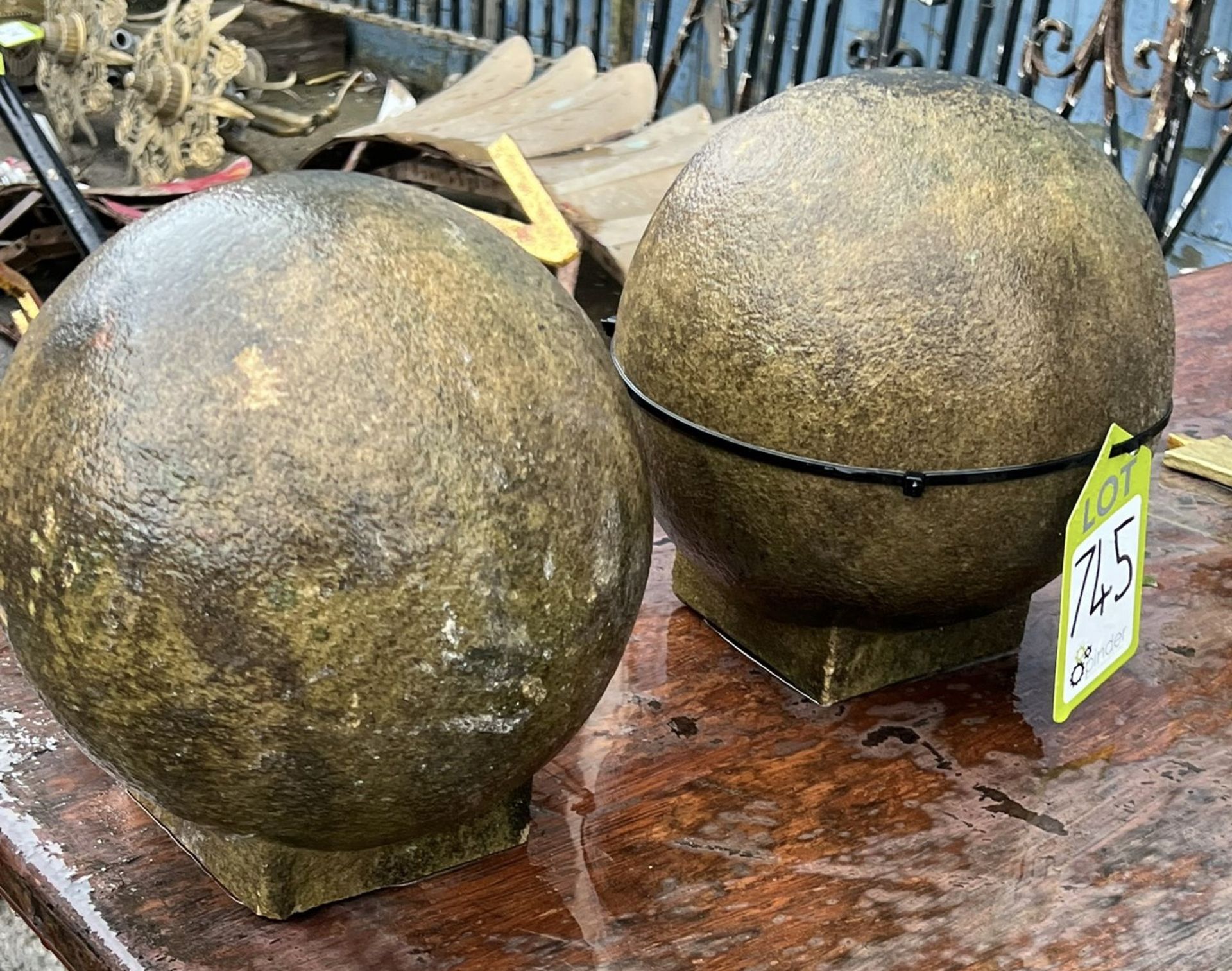 A pair Victorian Yorkshire stone Ball Finials, approx. 9in high x 9in dia (Lot Location: - Image 3 of 7