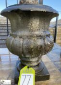 A hand carved statuary white marble Urn with gadro
