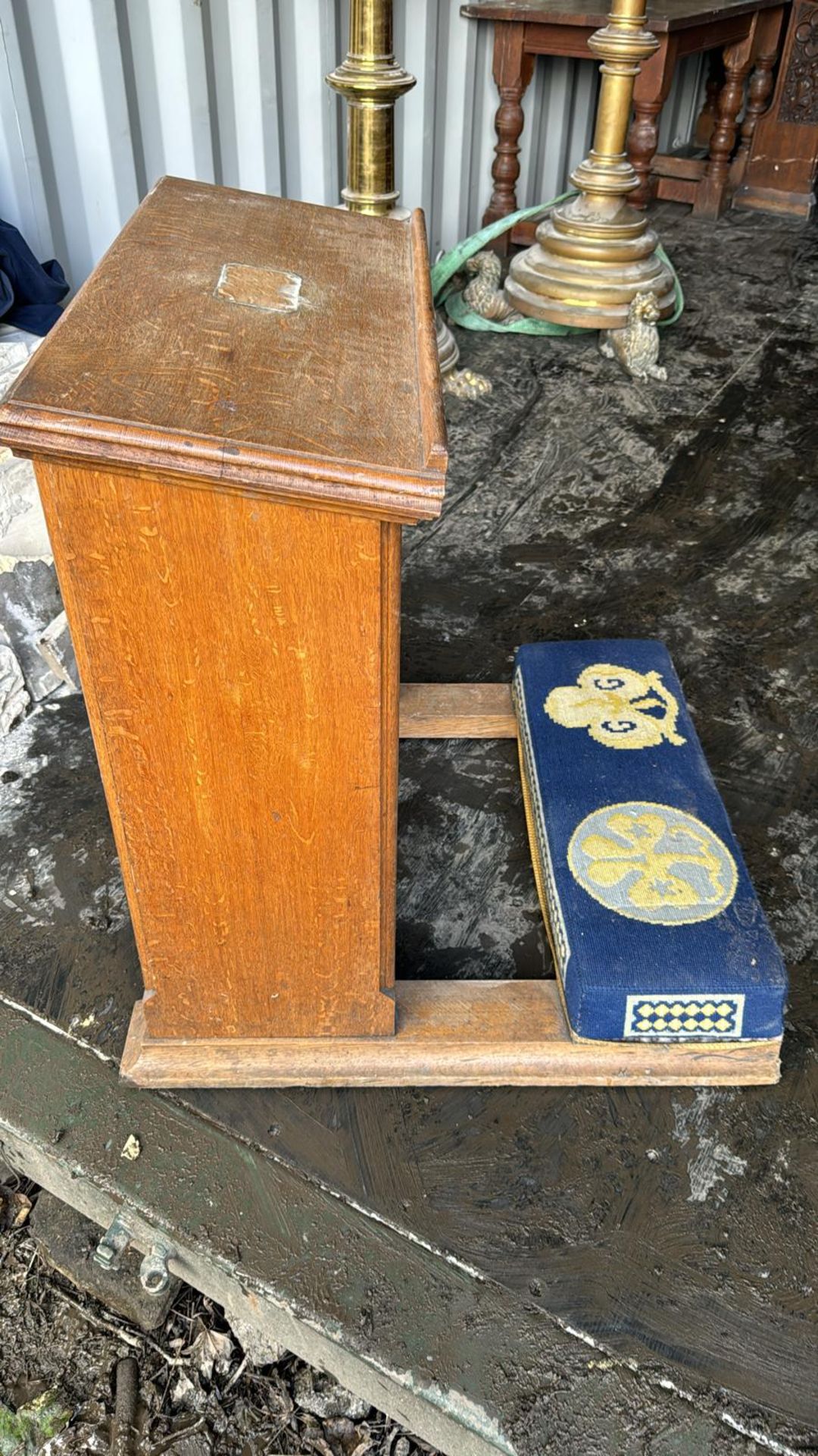 A carved oak gothic Hassock, circa 1900's, 32in hi - Image 2 of 5