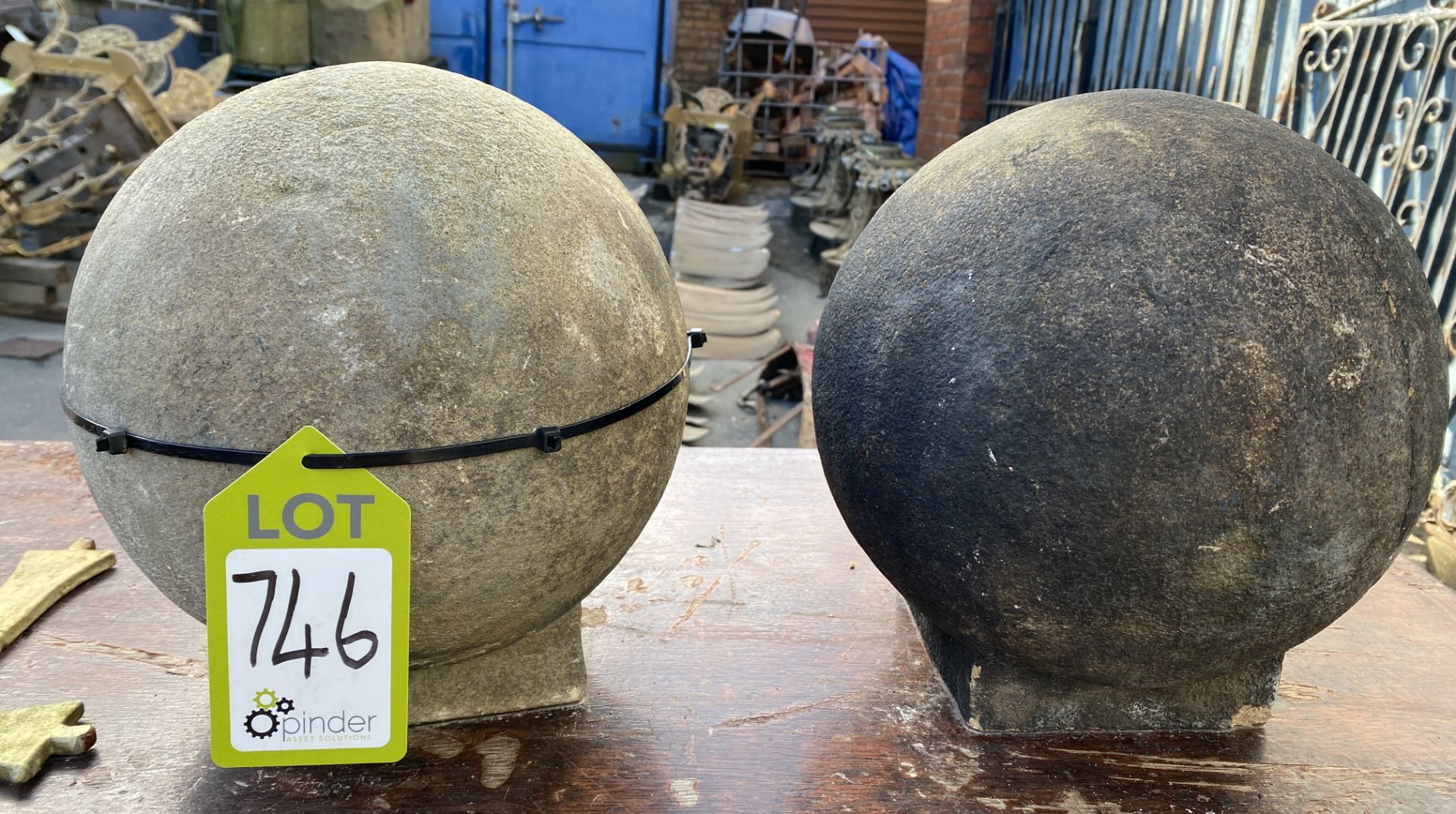 A pair of Yorkshire stone Ball Finials, approx. 11