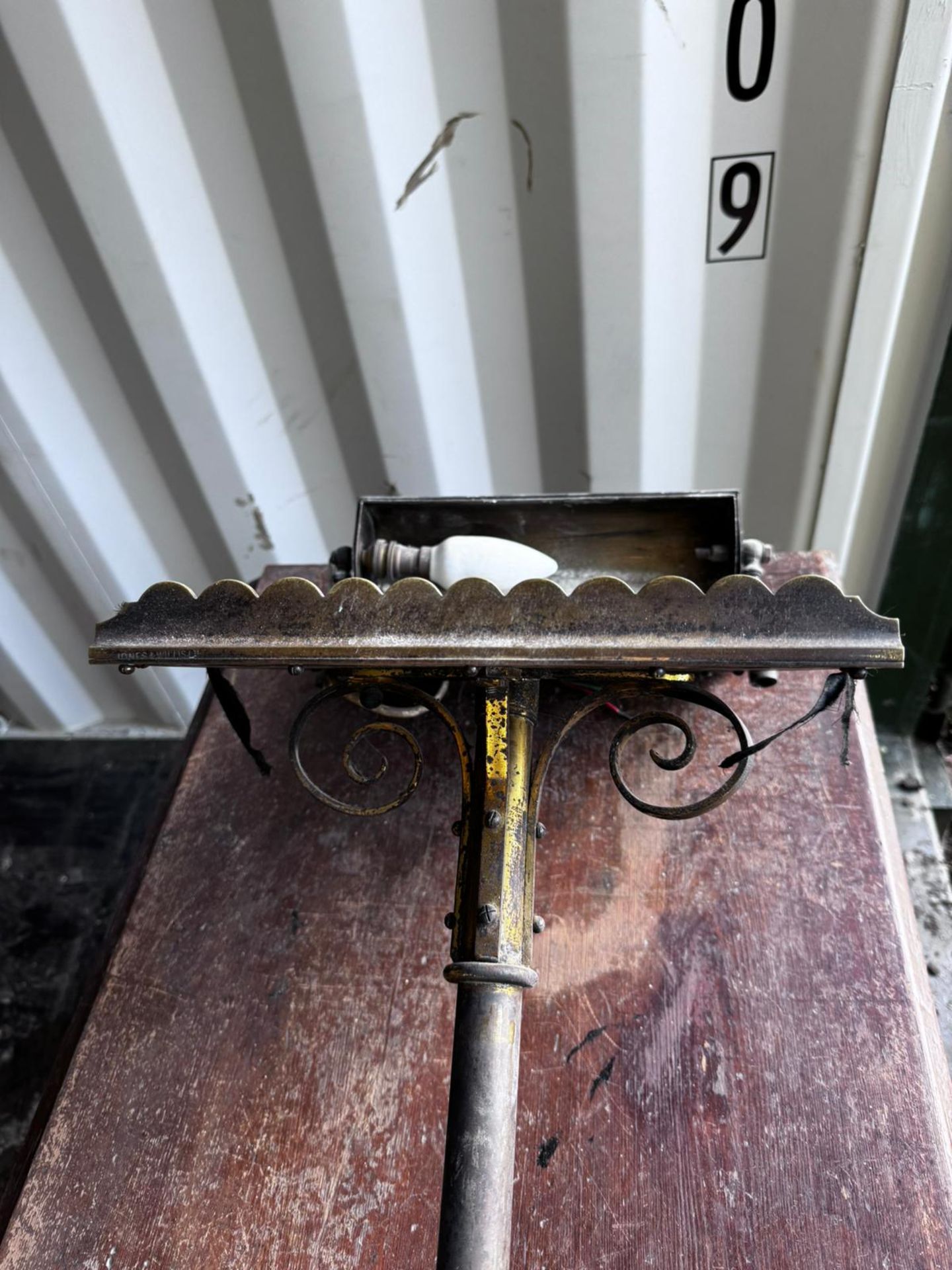 A gothic brass Lectern, with adjustable light brac - Image 3 of 5