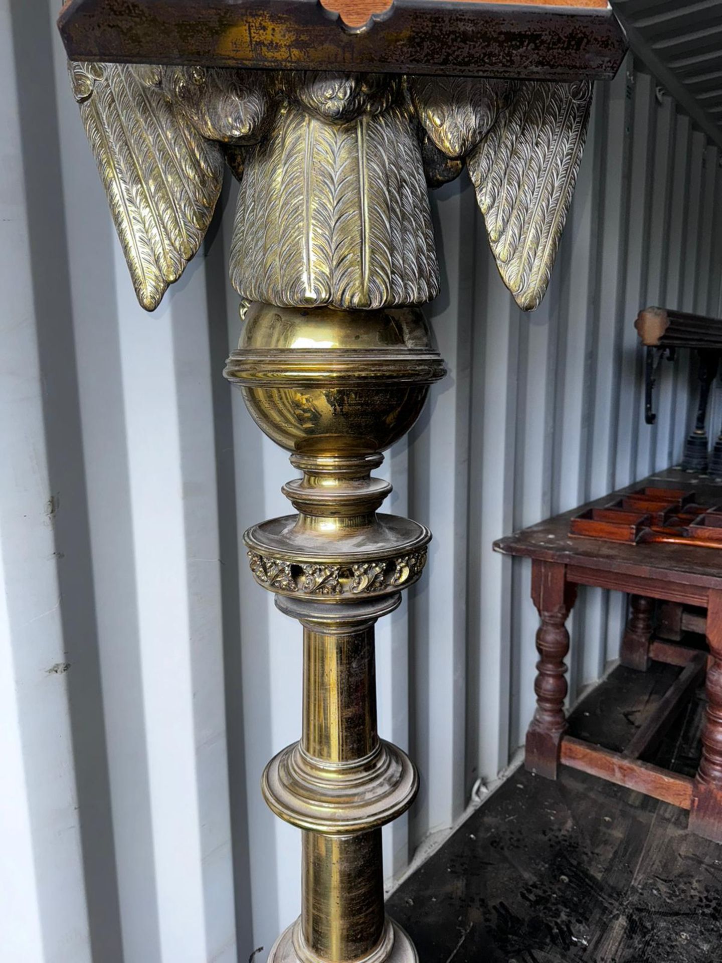 A gothic brass Eagle Lectern, with grapevine decor - Image 9 of 11