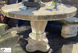 A reconstituted stone Garden Table on a scroll dec