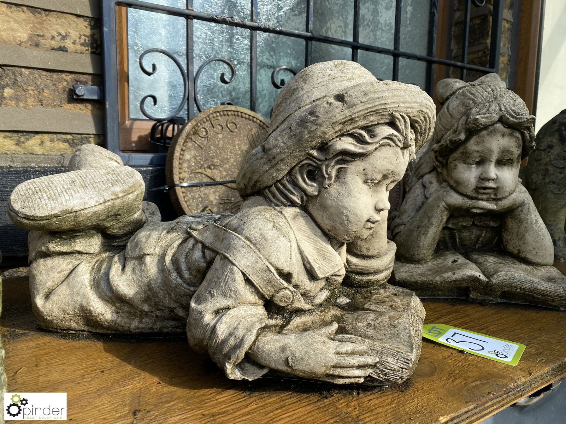 A pair of reconstituted stone Statue of children l - Image 2 of 7