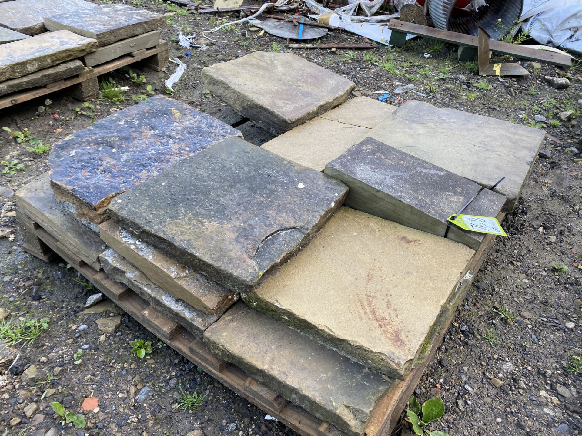 A pallet of antique reclaimed Yorkshire stone Flags, approx. 2.4m² (Lot Location: Deep Lane, - Image 3 of 5