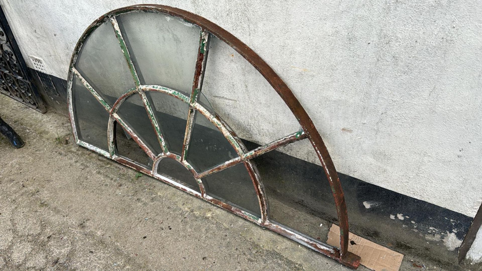 A Georgian fret cast iron arched Window, approx. 2 - Image 2 of 4