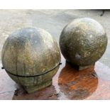 A pair Victorian Yorkshire stone Ball Finials, approx. 9in high x 9in dia (Lot Location: