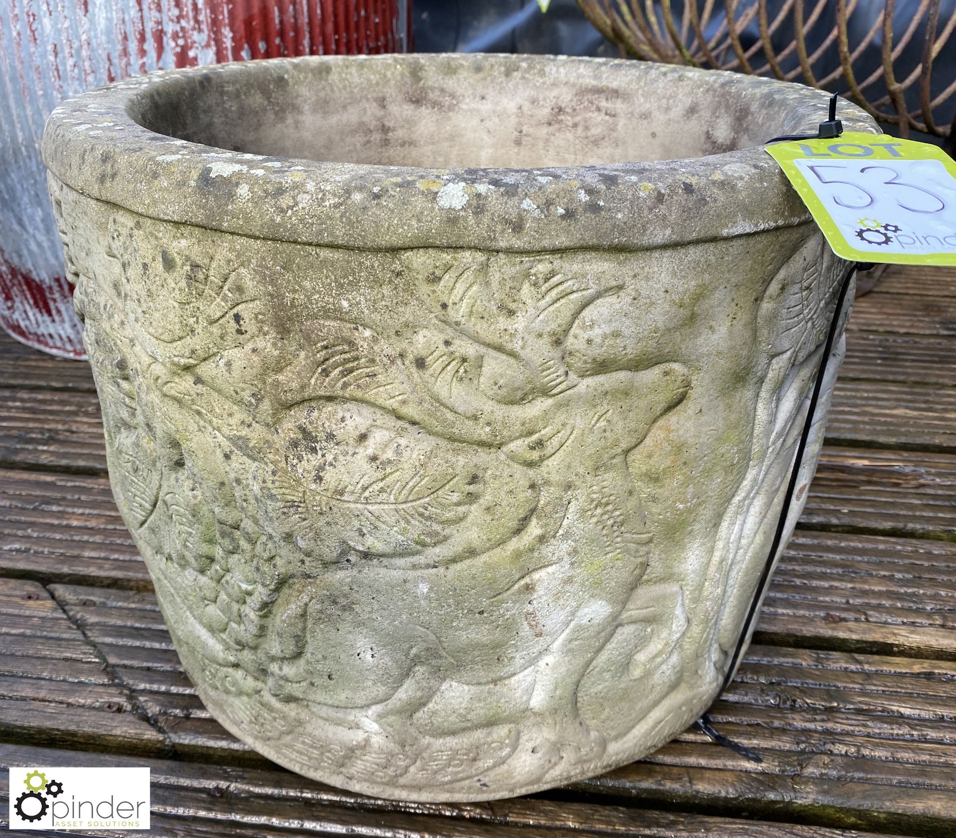 A reconstituted stone Planter, with mythical creat