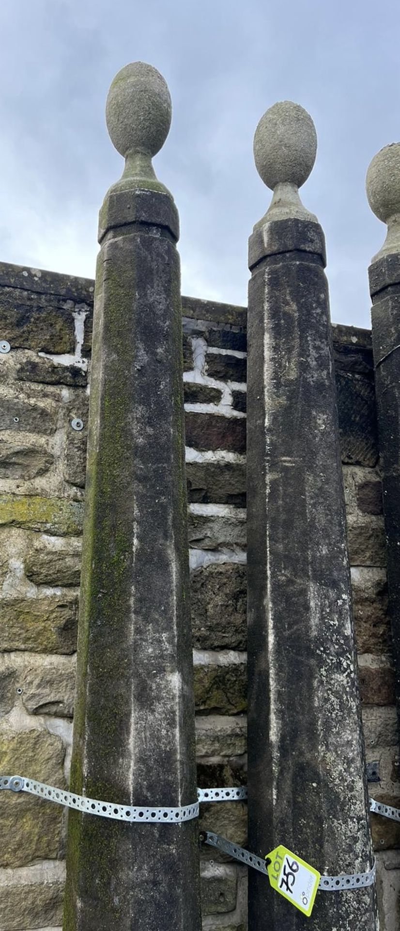 A pair reconstituted stone Obelisks, with ball fin - Image 5 of 8