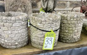 A matching set of 3 reconstituted stone Planters w