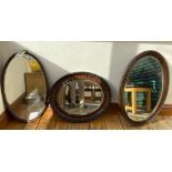 3 Victorian oval Mirrors, 17in x 25in, 22in x 24in