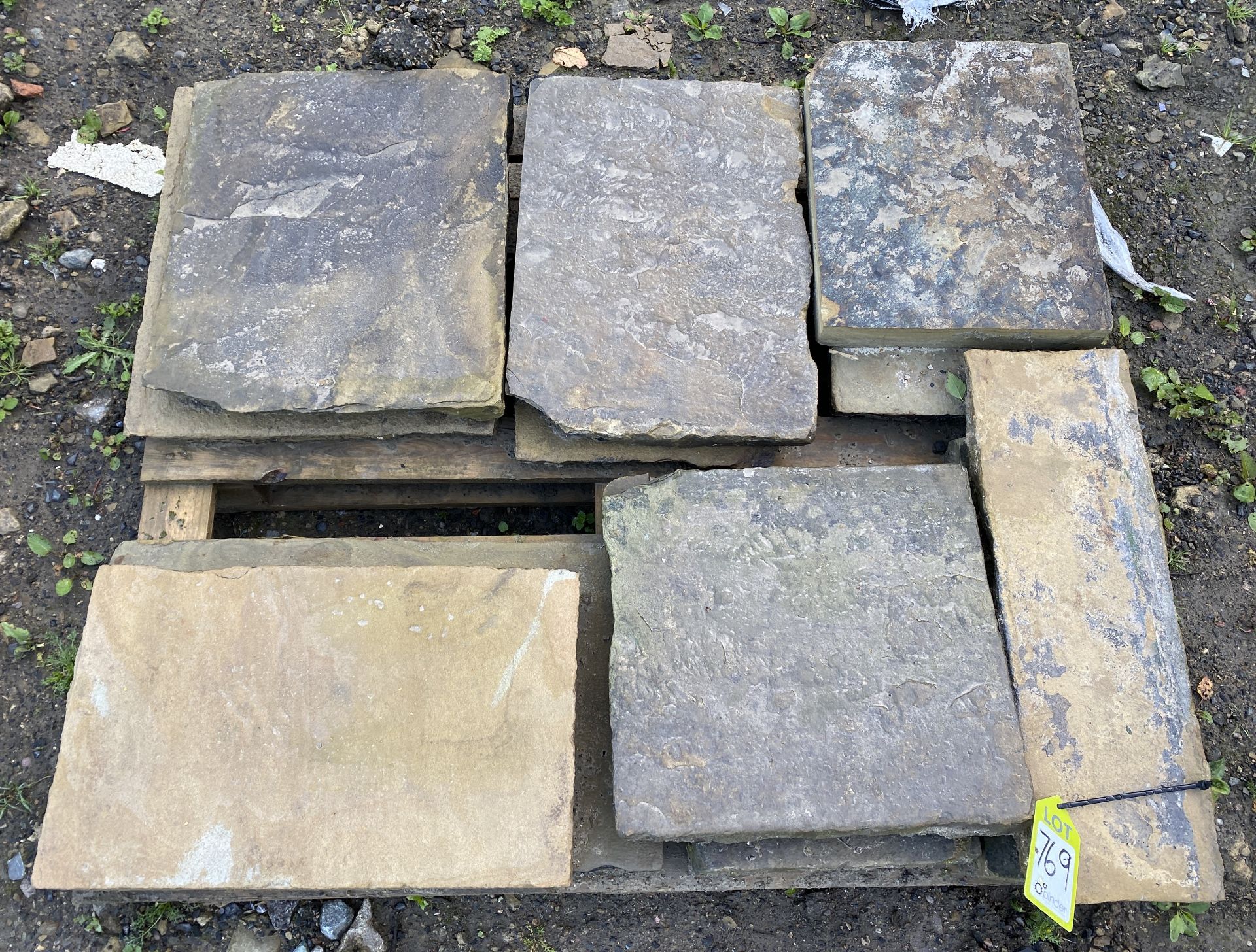 A pallet of antique reclaimed Yorkshire stone Flags, approx. 2.4m² (Lot Location: Deep Lane, - Image 2 of 5