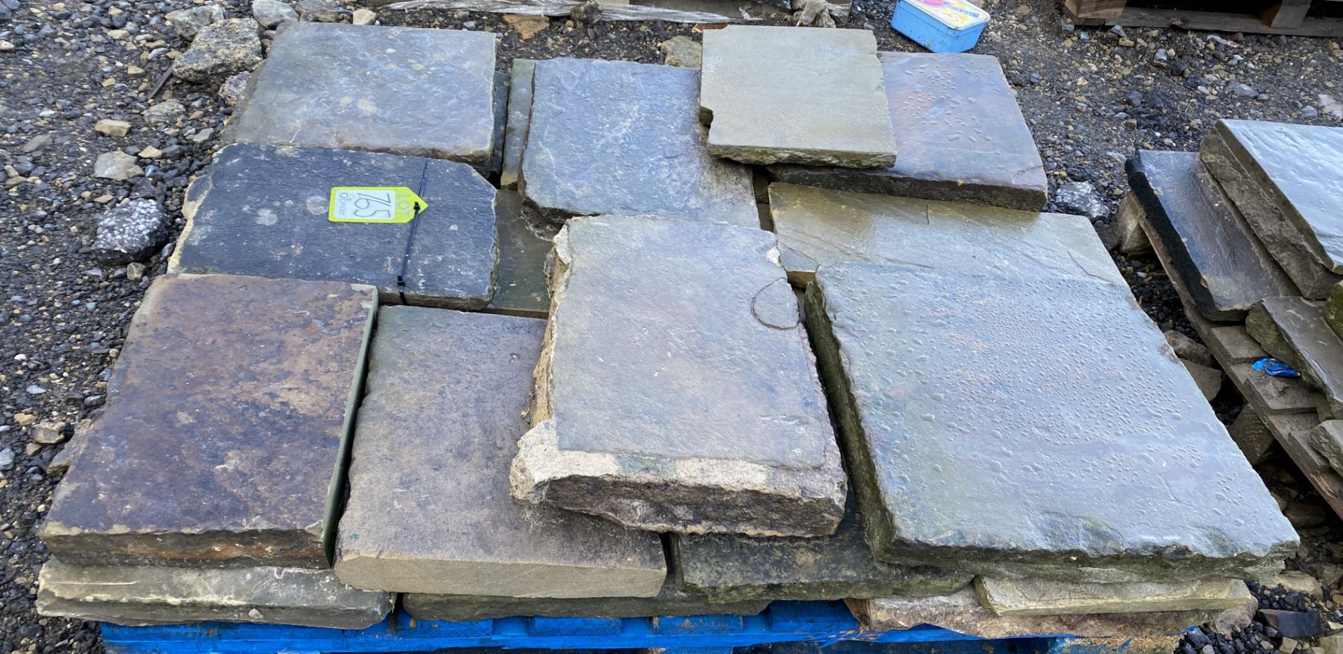 A pallet of antique reclaimed Yorkshire stone Flags, approx. 2.4m² (Lot Location: Deep Lane,