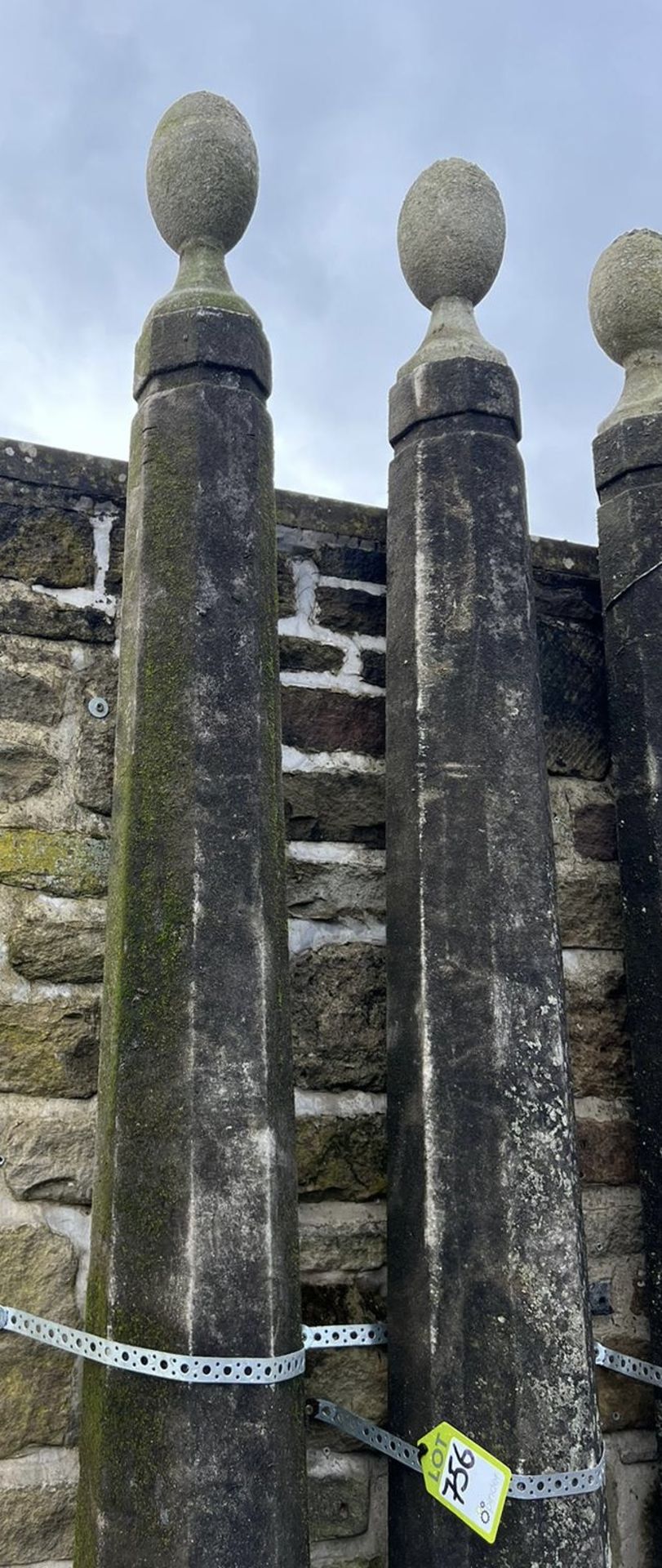 A pair reconstituted stone Obelisks, with ball fin - Image 6 of 8
