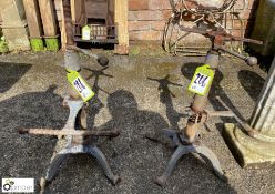A pair of vintage adjustable cast iron bar Stool B