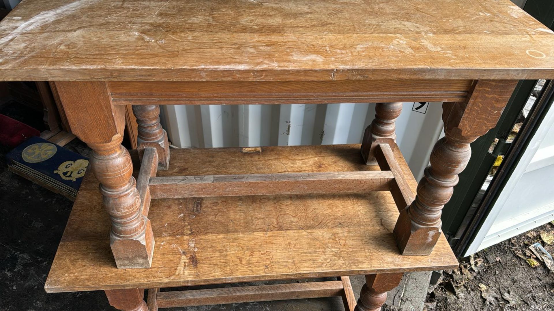 Pair Victorian oak Refectory Tables, with turned l - Image 6 of 7