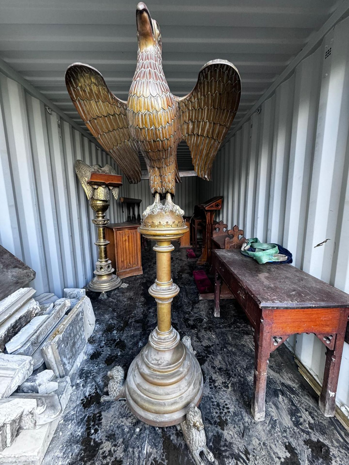 A gothic bronze Eagle Lectern with inscription "To