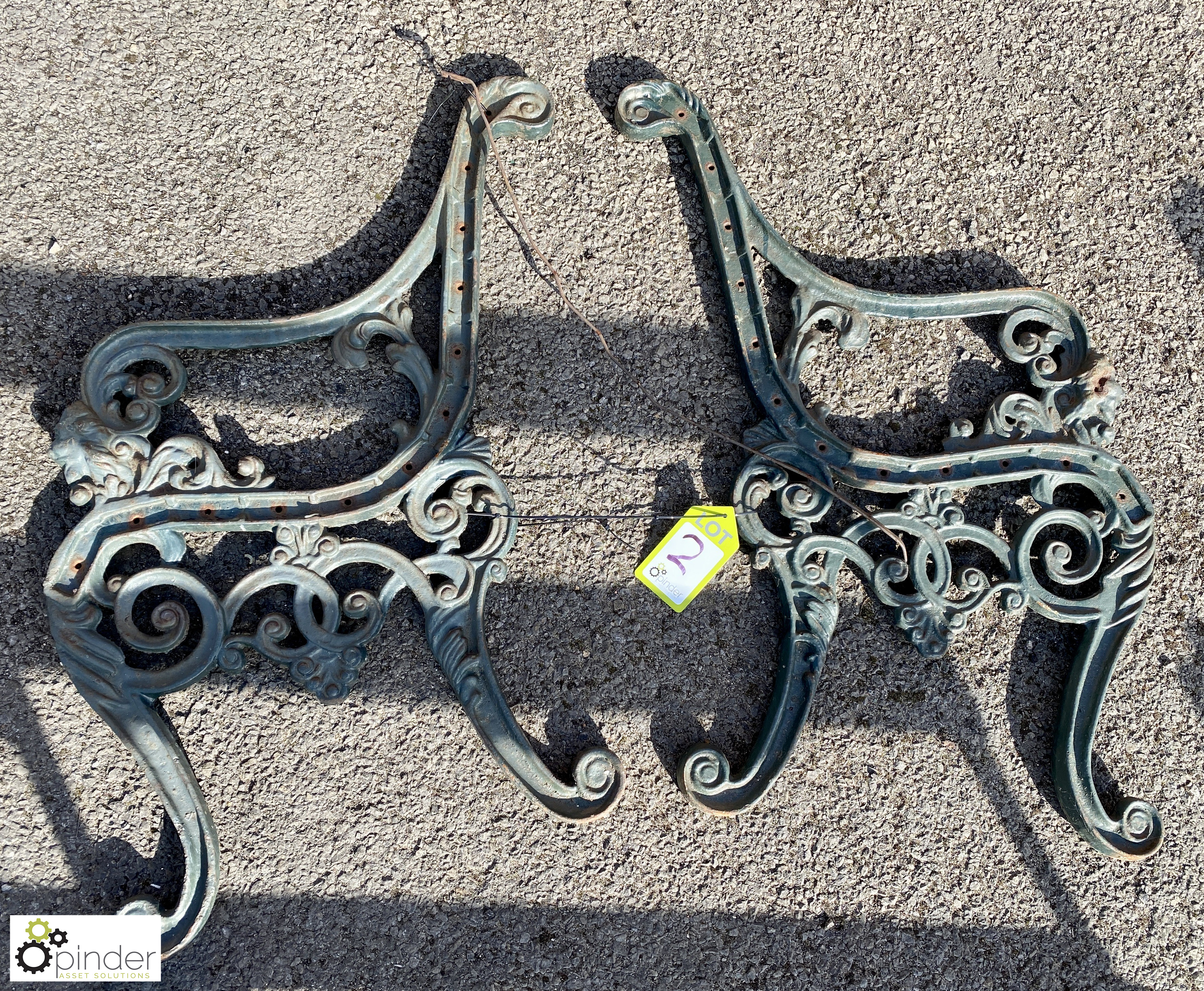 Pair cast iron Bench Ends, 800mm max height